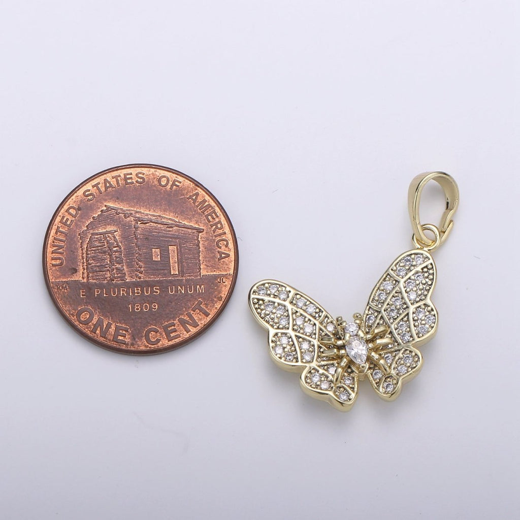 14K Gold plated Butterfly Pendants J-096 - DLUXCA