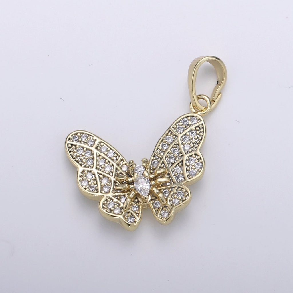 14K Gold plated Butterfly Pendants J-096 - DLUXCA
