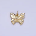 14K Gold plated Butterfly Wings CZ Lined Artisan Charm | W655 - DLUXCA