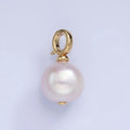 14K Gold plated Button Freshwater Pearl Drop Snap Latch Bail Pendant in Gold & Silver | P1699