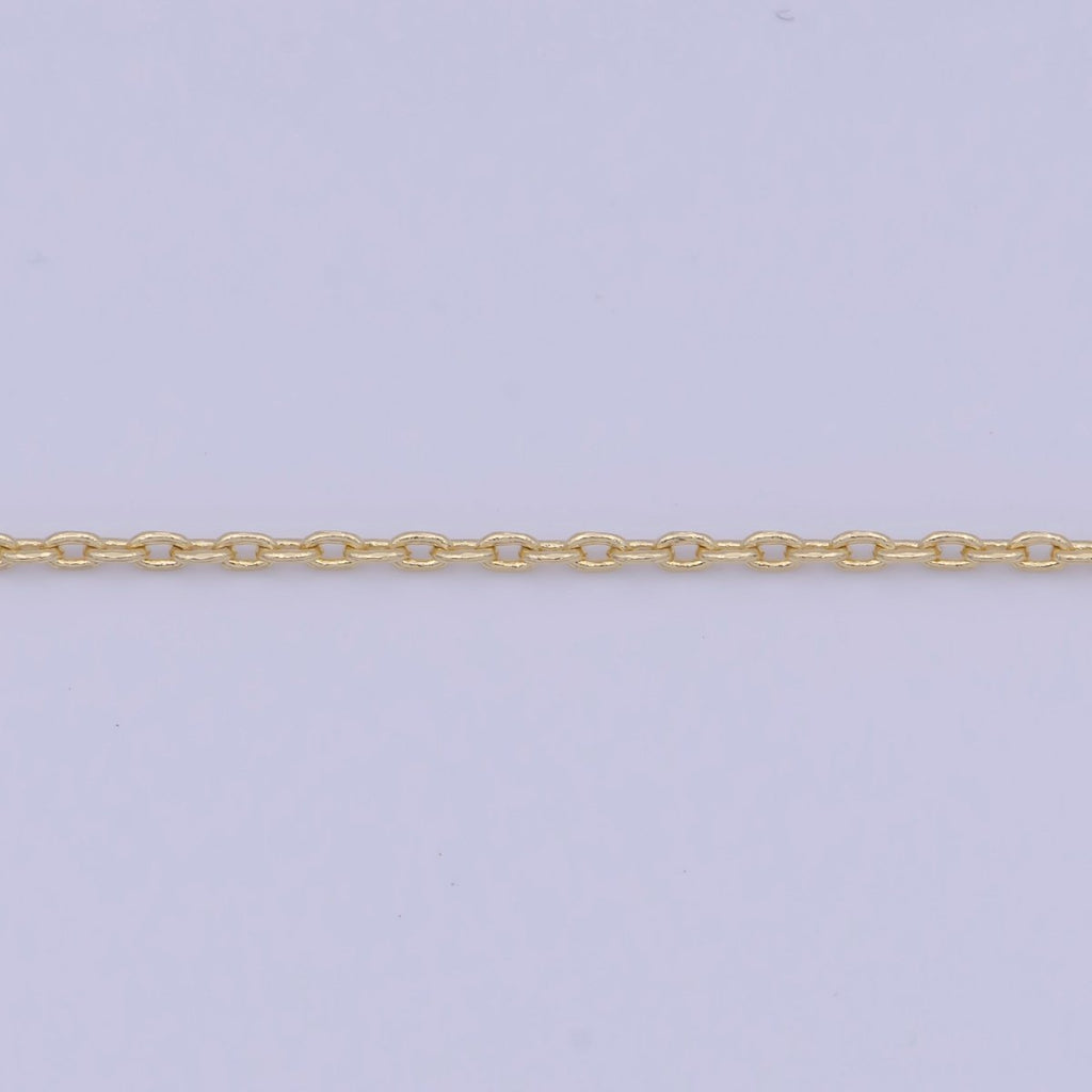 14K Gold plated Cable Chain Minimalist Necklace Fine Link Chain Necklace 18 inch Length, 0.6mm Width Ready to Wear | WA-1112 Clearance Pricing - DLUXCA
