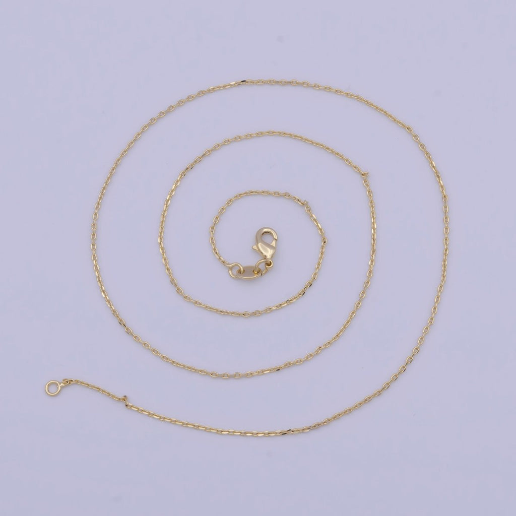 14K Gold plated Cable Chain Minimalist Necklace Fine Link Chain Necklace 18 inch Length, 0.6mm Width Ready to Wear | WA-1112 Clearance Pricing - DLUXCA