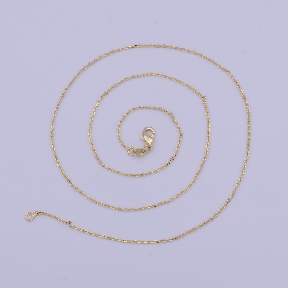 14K Gold plated Cable Chain Minimalist Necklace Fine Link Chain Necklace 18 inch Length, 0.6mm Width Ready to Wear | WA-1112 Clearance Pricing - DLUXCA