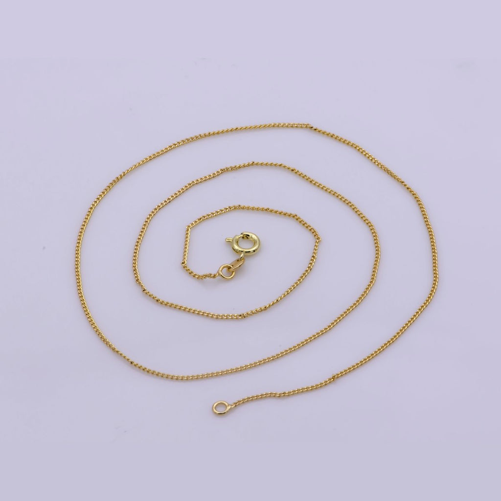 14k Gold plated Cable Finished Chain, Necklace 19.5 inch Chain for Layering Necklace, Dainty 1mm w/ Spring Clasps | WA-390 Clearance Pricing - DLUXCA