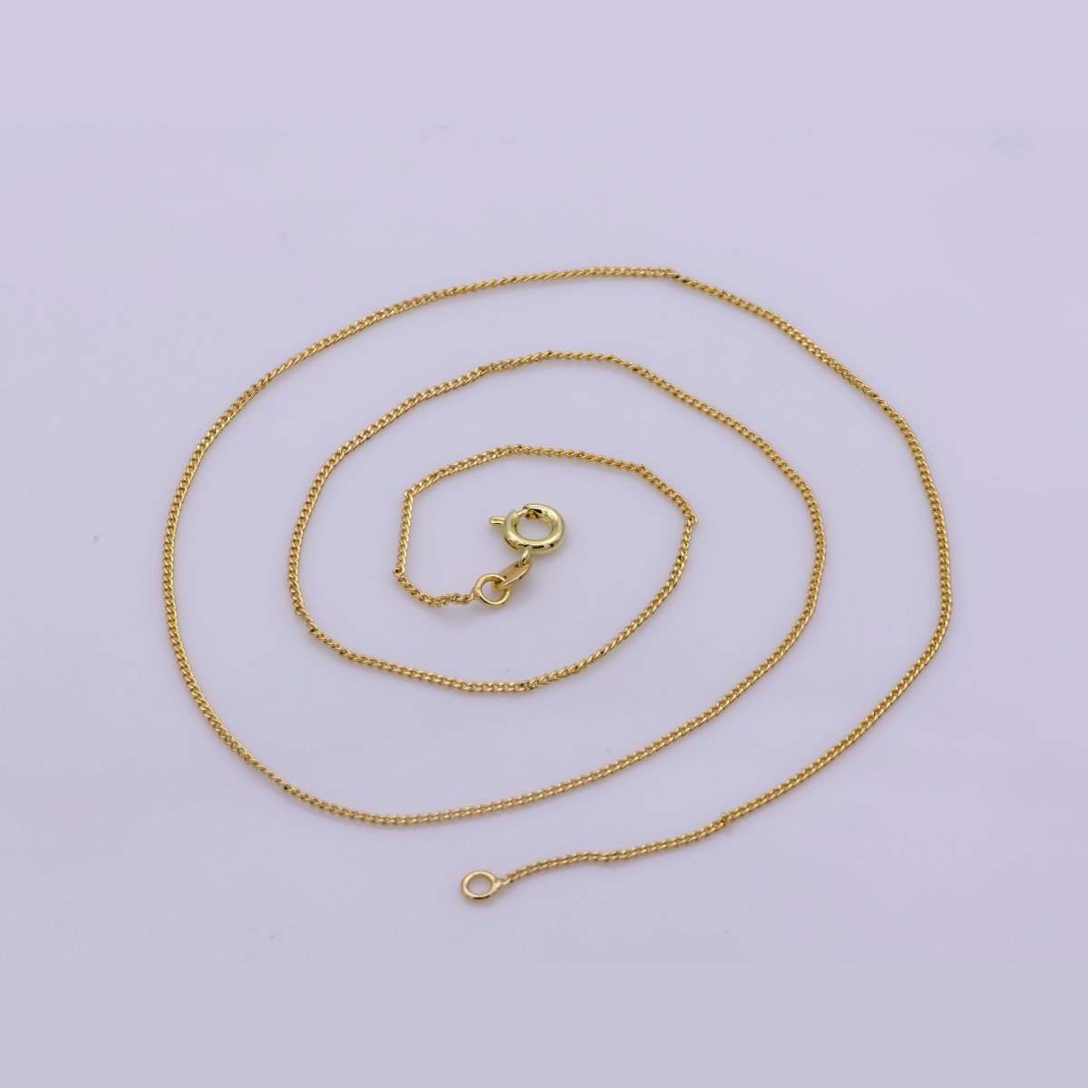 14k Gold plated Cable Finished Chain, Necklace 19.5 inch Chain for Layering Necklace, Dainty 1mm w/ Spring Clasps | WA-390 Clearance Pricing - DLUXCA