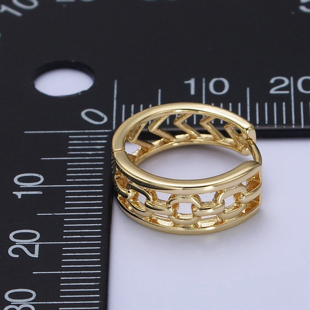 14K Gold plated Cable Link Arrow 17.5mm Geometric Hoop Earrings | AB239 - DLUXCA