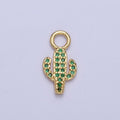 14K Gold plated Cactus Green Micro Paved CZ Charm | A-292 - DLUXCA