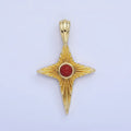 14K Gold plated Carnelian Celestial Sunburst Star Pendant | AA1247 - DLUXCA