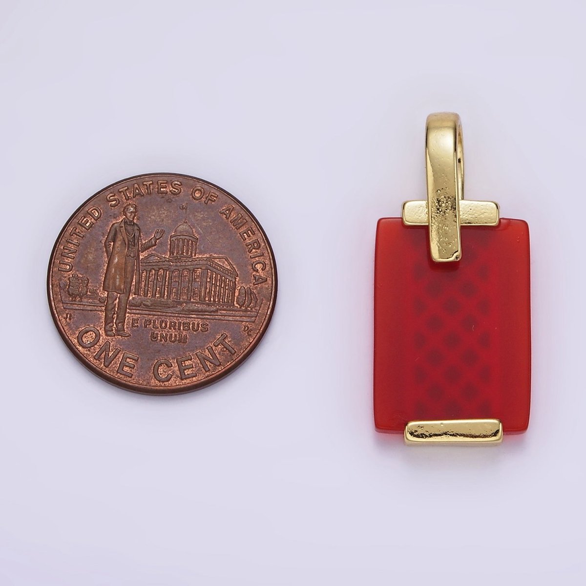 14K Gold plated Carnelian, Tiger Eye, Green Agate Rectangular Bar Rhombus Pendant | AH131 AH132