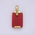 14K Gold plated Carnelian, Tiger Eye, Green Agate Rectangular Bar Rhombus Pendant | AH131 AH132