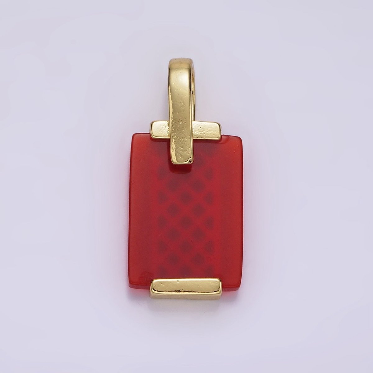 14K Gold plated Carnelian, Tiger Eye, Green Agate Rectangular Bar Rhombus Pendant | AH131 AH132
