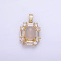 14K Gold plated Cat Eye Baguette Lined Pendant | AA1181 - DLUXCA