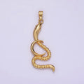 14K Gold plated Celestial Crescent Moon Dotted Slithering Snake Animal Pendant | N1838 - DLUXCA