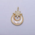 14K Gold plated Celestial North Star Crescent Moon Shell Pearl Charm | AC1049 - DLUXCA