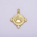 14K Gold plated Celestial Sea Ocean Sun Rise Set CZ Dotted Round Pendant | AH111 - DLUXCA