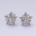 14K Gold plated Celestial Star Baguette Micro Paved CZ Stud Earrings in Gold & Silver | V271 V272 - DLUXCA