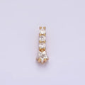 14K Gold plated Celestial Star Clear CZ Triple Linear Bar Charm | N1859 - DLUXCA
