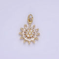 14K Gold plated Celestial Sun Flower Marquise Petal Micro Paved Charm | AG722 - DLUXCA