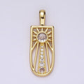 14K Gold plated Celestial Sun Ray CZ Micro Paved Open Tag Pendant | AH034 - DLUXCA