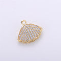 14k Gold plated Charm Clam Shell, 15mm, Micro Pave Shell Charm Open Clam Shell PendantC-472 - DLUXCA