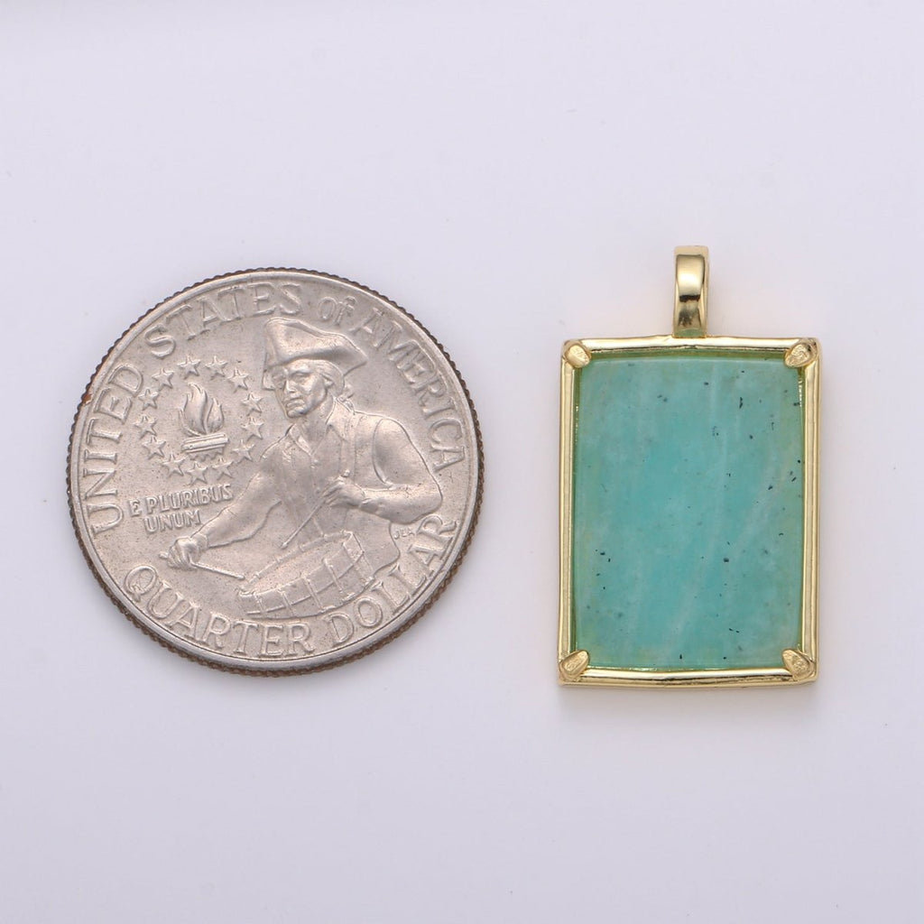 14k Gold plated Charm Geometric Natural Stone lapis lazuli Amethyst, Aquamarine, Rose Quartz Necklace Pendant for Jewelry Supply I-785 ~ I-790