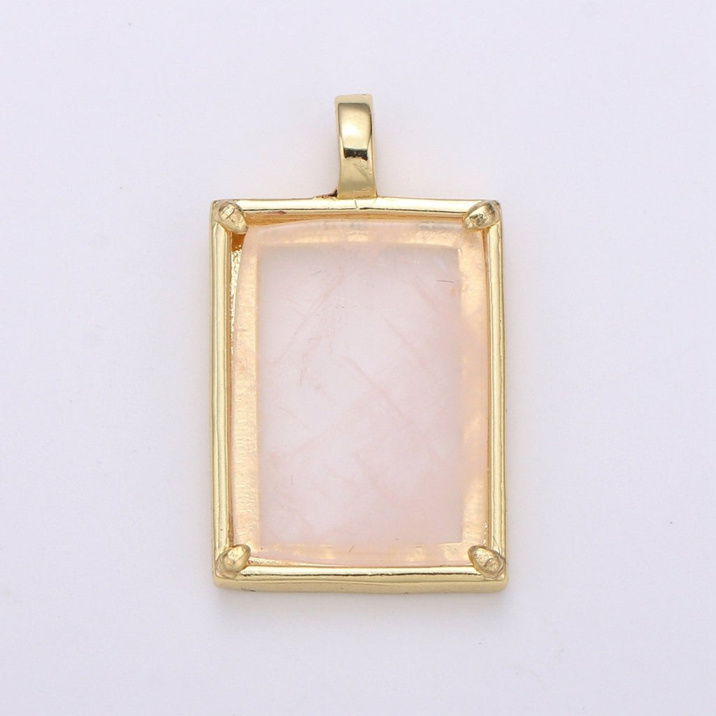 14k Gold plated Charm Geometric Natural Stone lapis lazuli Amethyst, Aquamarine, Rose Quartz Necklace Pendant for Jewelry Supply I-785 ~ I-790
