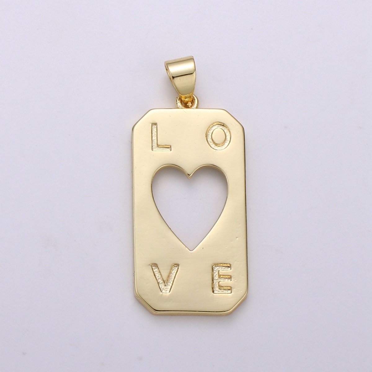 14K Gold plated Charm Hollow out Heart Pendant LOVE Words Charm Tag Jewelry for Necklace Bracelet Earring Component Supply J-126 - DLUXCA
