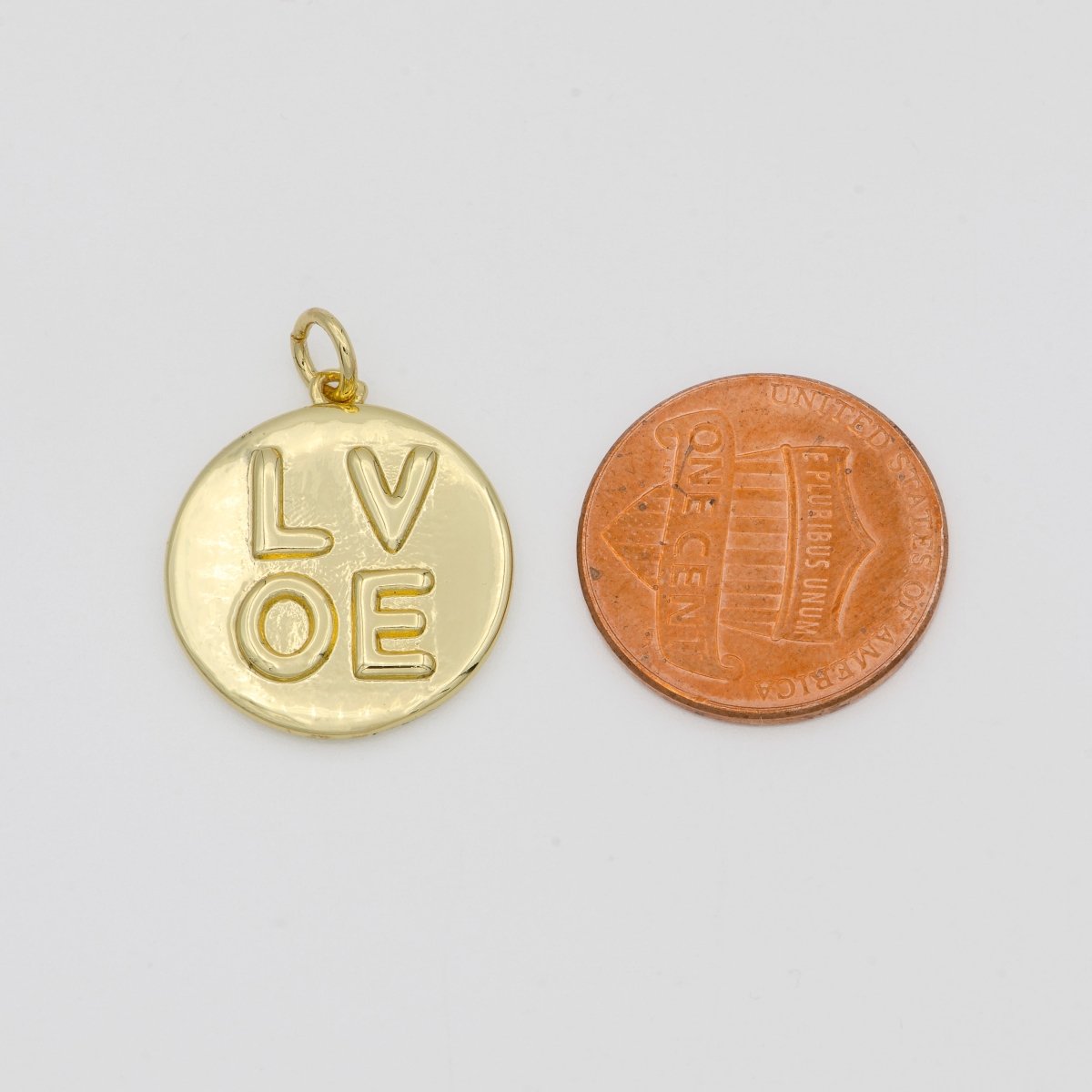 14K Gold plated Charm Medallion Heart Pendant LOVE Words Charm Tag Jewelry for Necklace Bracelet Earring Component Supply E-160 - DLUXCA