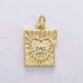 14k Gold plated Charm Mini Heart Charm Tablet Heart Sun Ray Pendant for Necklace Bracelet Earring. D-714 - DLUXCA