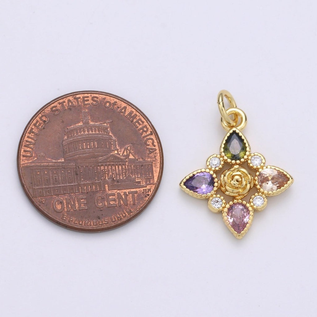 14K Gold plated Charm Multi Color Rainbow Cross Charm for Necklace Pendant Earring Findings Jewelry Making Supplies E-020 - DLUXCA