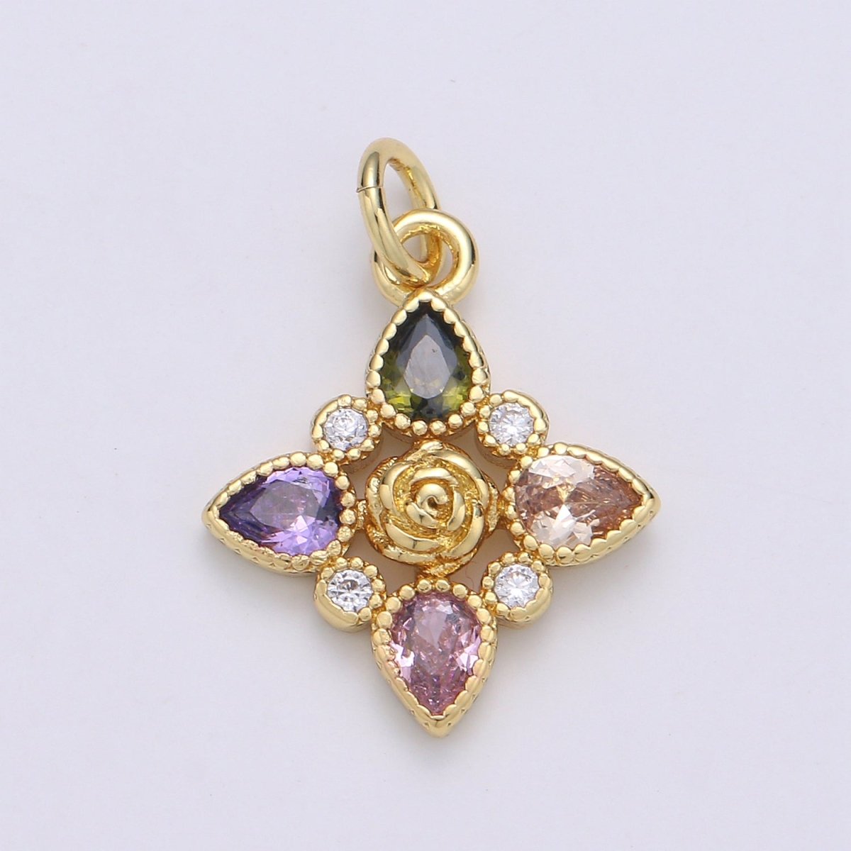 14K Gold plated Charm Multi Color Rainbow Cross Charm for Necklace Pendant Earring Findings Jewelry Making Supplies E-020 - DLUXCA