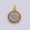14k Gold plated Charms, Micro Pave Sun Charms, Sun Jewelry, Cubic Zirconia Charms, Turquoise Cz Stone Charms D-625 - DLUXCA