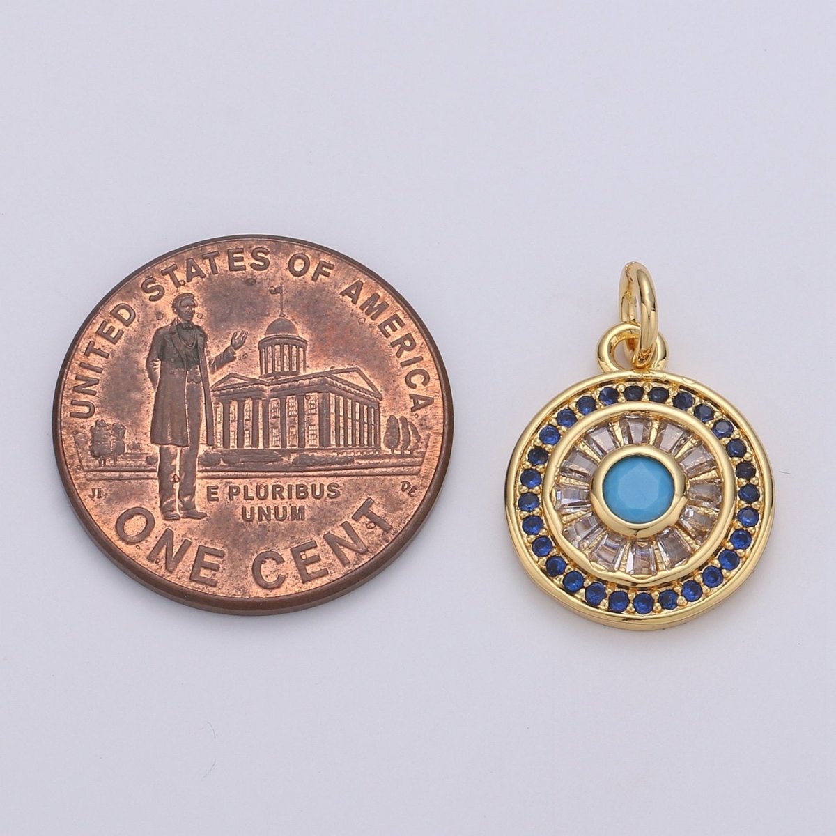 14k Gold plated Charms, Micro Pave Sun Charms, Sun Jewelry, Cubic Zirconia Charms, Turquoise Cz Stone Charms D-625 - DLUXCA