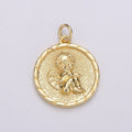 14K Gold plated Cherub pendant - Little Angel- Necklace Charm - Coin Disc Charm- gift for Daughter- Jewelry Findings - Charm For Necklace D-718 - DLUXCA