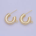 14K Gold plated Chubby C-Shaped Hoop Open Loop Earrings Making Supply L-732 - DLUXCA