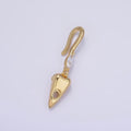14K Gold plated Chubby Heart Marquise CZ Drop Snap Bail Pendant | Z345 - DLUXCA