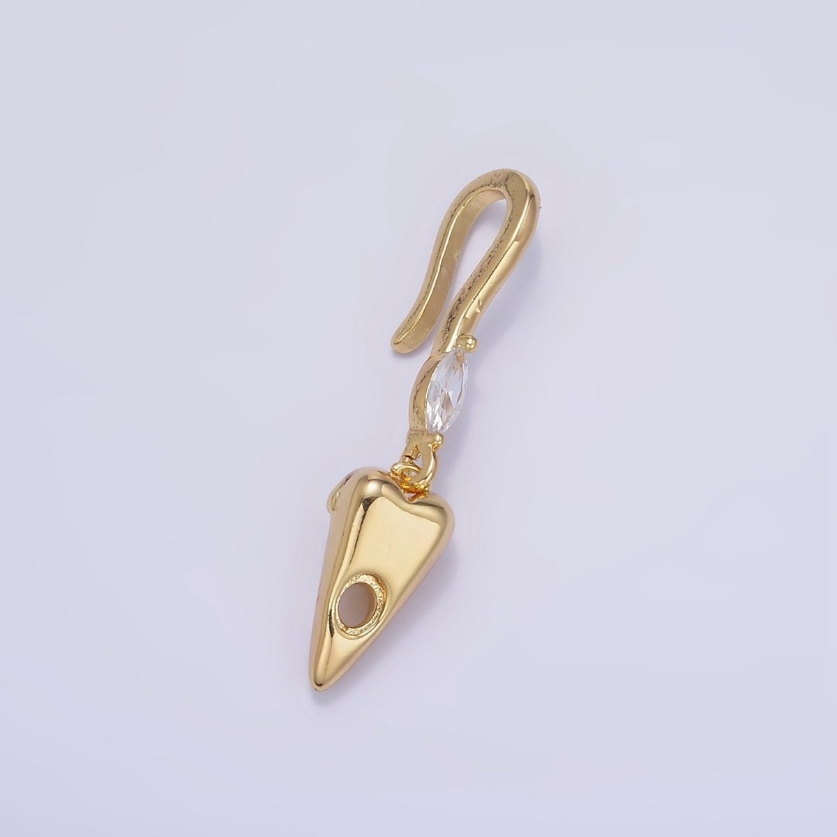 14K Gold plated Chubby Heart Marquise CZ Drop Snap Bail Pendant | Z345 - DLUXCA