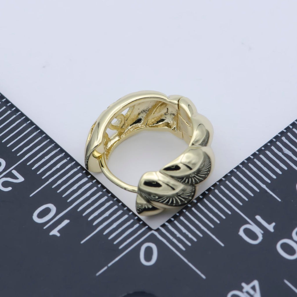 14k Gold plated Chunky Croissant Hoop Earrings, Hypoallergenic Bold Style Women Jewelry P-270 - DLUXCA