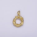 14K Gold plated Circular Dragon Animal Textured Open Round Minimalist Charm | AG413 - DLUXCA