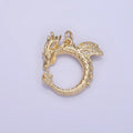14K Gold plated Circular Dragon Micro Paved CZ Charm | W587 - DLUXCA