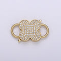 14k Gold plated Clasp clicker Clover Clasp, 16x27mm, Flower Clover double Clicker ends, Bracelet Necklace Clicker Connector K-911 - DLUXCA
