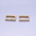 14K Gold plated Clear Baguette CZ Lined Rectangular Hoop Earrings | AB1339 - DLUXCA