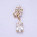 14K Gold plated Clear Baguette Drop Marquise Bail Pendant in Gold & Silver | AA1157