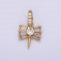 14K Gold plated Clear Baguette Ribbon Micro Paved CZ Bail Jewelry Findings | Z506 - DLUXCA