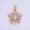 14K Gold plated Clear CZ Baguette Celestial North Star Pendant in Gold & Silver | AA1164