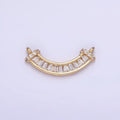 14K Gold plated Clear CZ Baguette Micro Paved Curved Connector | G280 - DLUXCA