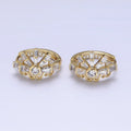 14K Gold plated Clear CZ Baguette S Lined Geometric Huggie Earrings | AD1385 - DLUXCA