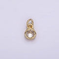 14K Gold plated Clear CZ Bezel Minimalist Round Add-On Charm | AG201 - DLUXCA