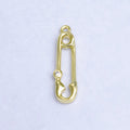 14K Gold plated Clear CZ Bezel Safety Pin Charm | W268 