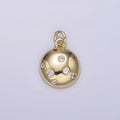 14K Gold plated Clear CZ Dotted Round Planet Ball Full Moon Add-On Charm | AG244 - DLUXCA